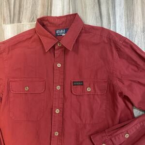 NWT VTG 90s Polo Ralph Lauren Shirt Mens XL Red Twill Button Up Military